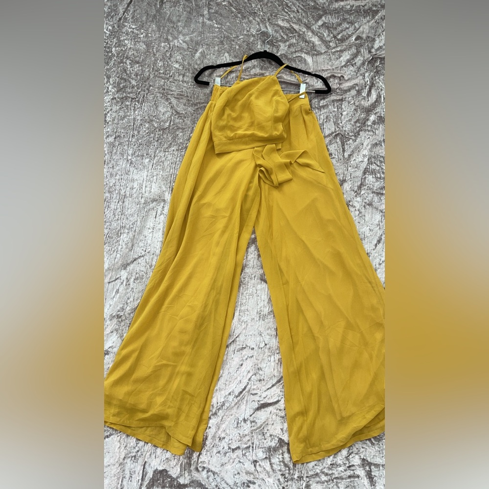 Two piece yellow mustard pant set